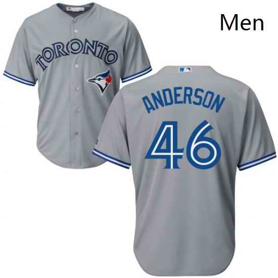 Mens Majestic Toronto Blue Jays 46 Brett Anderson Replica Grey Road MLB Jersey